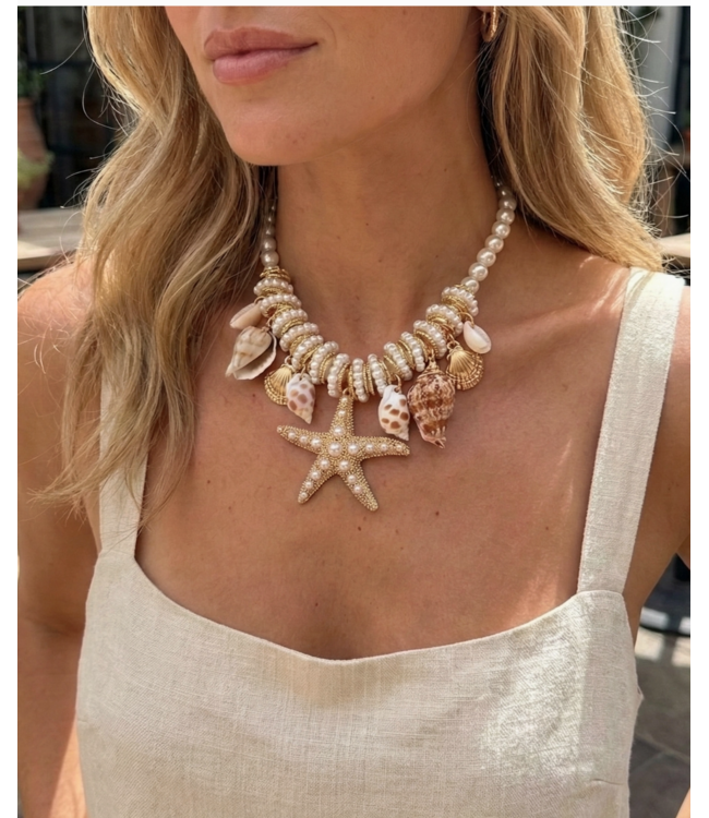 Bijoux Envie Starfish & Shell Pearl Necklace #N4444
