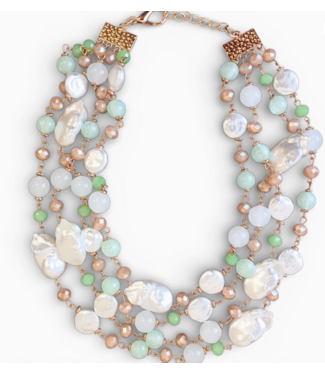 Bijoux Envie Bijoux Envie Pastel Beaded pearl Collar #N4460