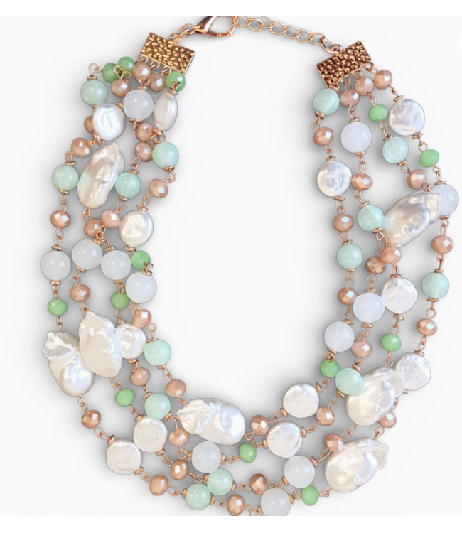 Bijoux Envie Pastel Beaded pearl Collar #N4460