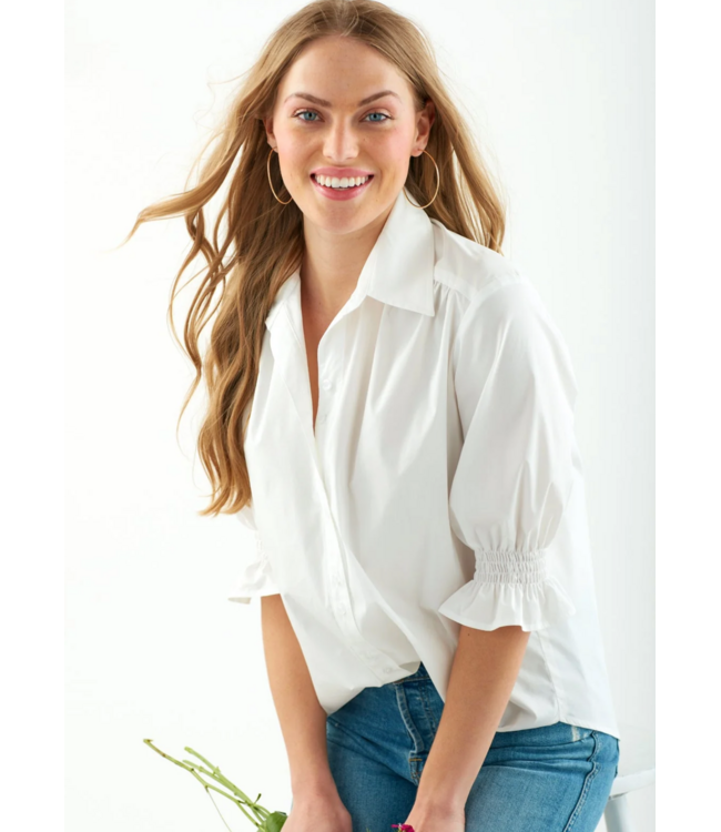 Finley Sirena Smocked Sleeve Shirt #3168012