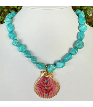 Allie Beads Turquoise Beaded Shell Necklace