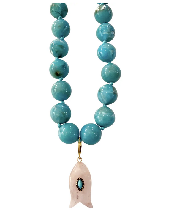 Gemelli Kiawah Beaded Fish Charm Necklace