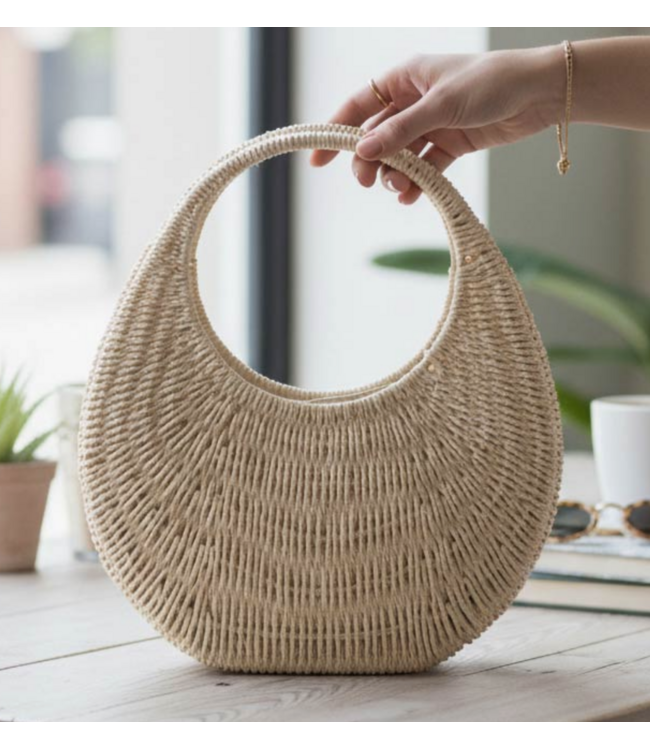 Structured Crescent Woven Bag #105544