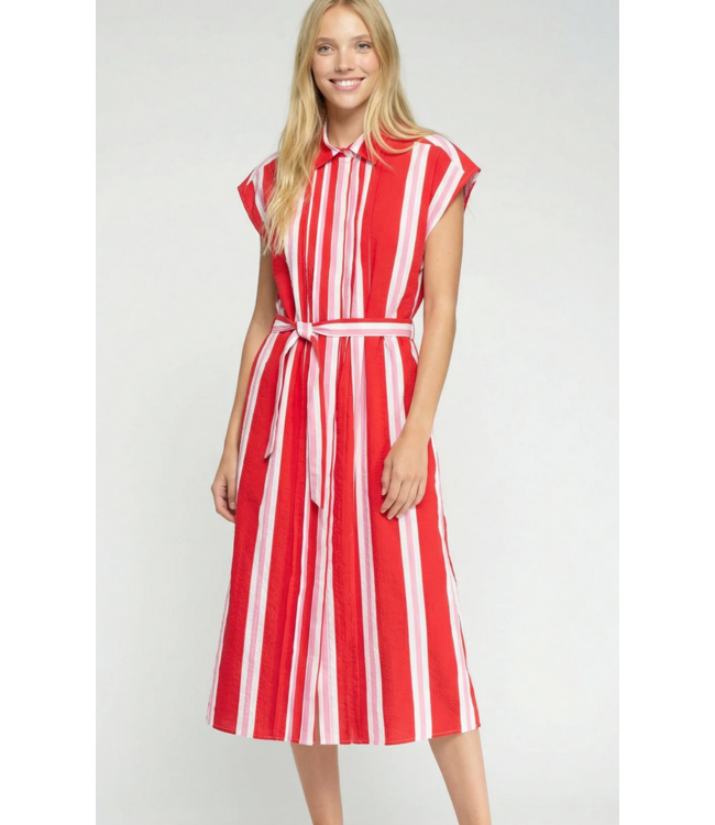Vilagallo #33251 Striped Midi Dress