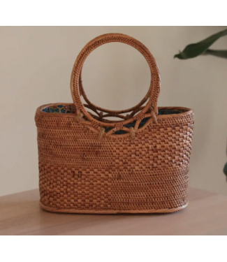 The Artisan and Company The Artisan and Company-Rattan Top  Handle Basket Bag