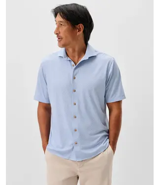 Augustine Printed Knit Mesh Short Sleeve Button Up Shirt