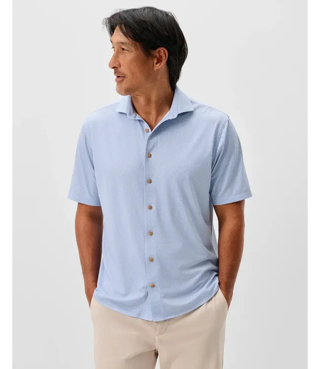 Augustine Printed Knit Mesh Short Sleeve Button Up Shirt