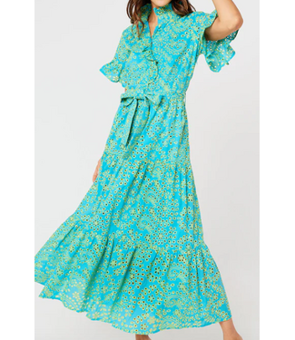 Abbey Glass Abbey Glass-Sadie Dress-Teal and Chartreuse Jasmine Eyelet-#1096SS26TLL