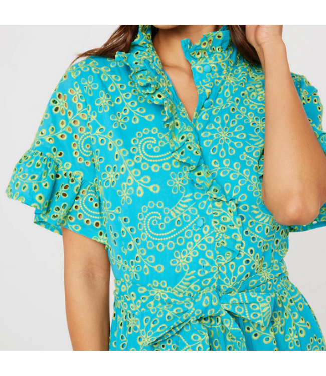 Abbey Glass-Sadie Dress-Teal and Chartreuse Jasmine Eyelet-#1096SS26TLL