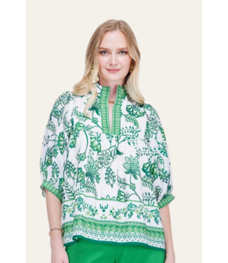 jade Jade Stand Collar Puff Sleeve Top #9926