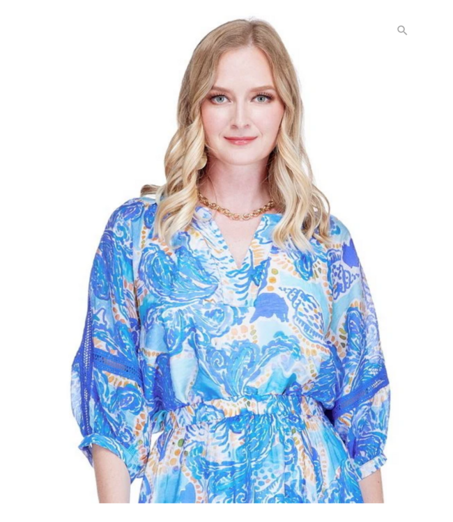 Jade Contrast Trim Peasant Top #9944