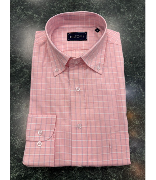 Hiltons Button Down Pink Check Shirt
