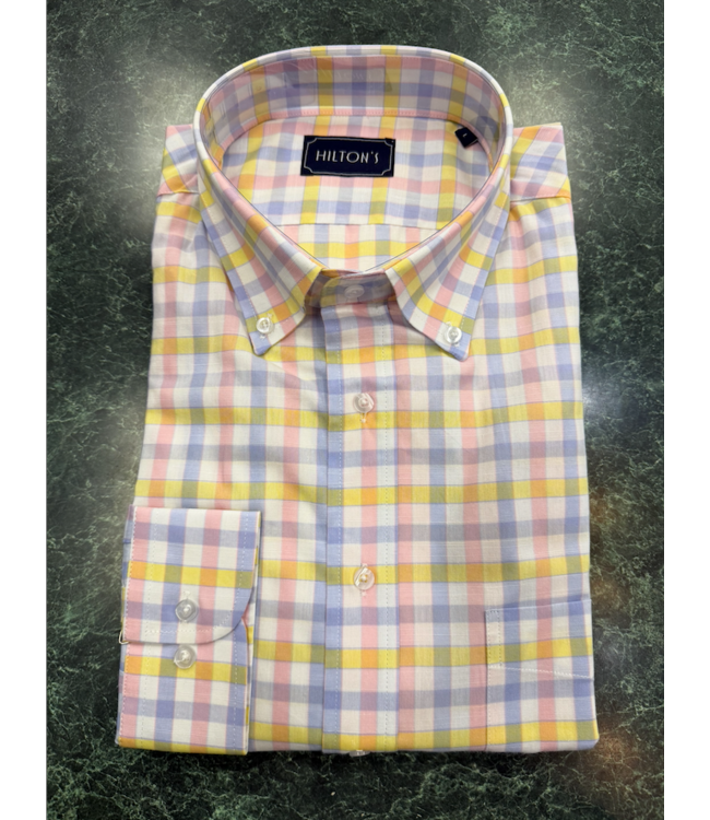 Hiltons Button Down Yellow/Blue/Pink Check Shirt