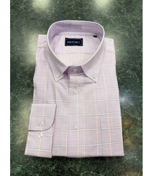 Hiltons Button Down Blue Windowpane Shirt