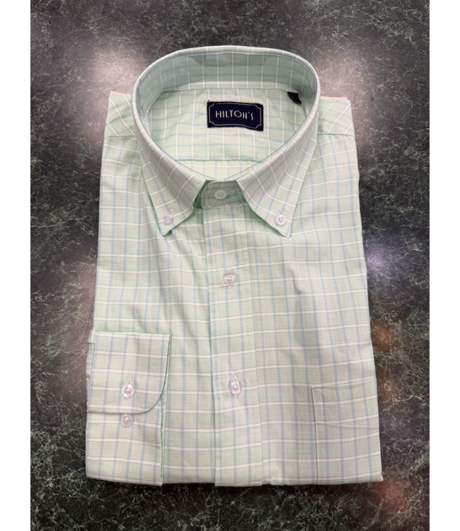 Hiltons Button Down Lime/Blue Check Shirt