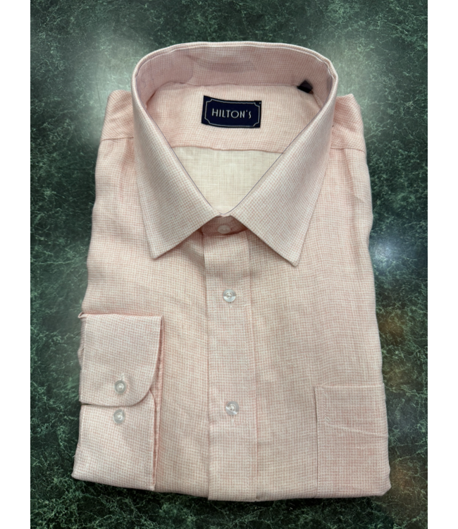 Hiltons Button Down Peach Micro Check Shirt