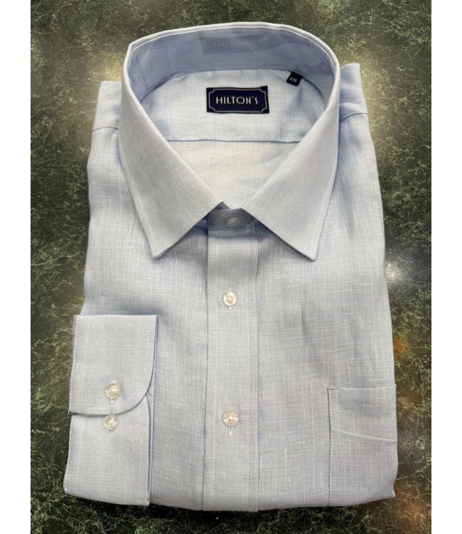 Hiltons Button Down Blue Linen Shirt