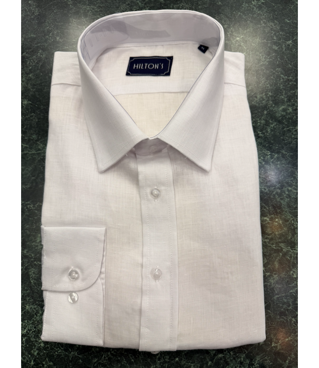 Hiltons Button Down White Linen Shirt