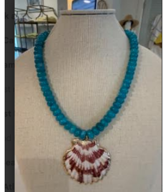 Merritt Millie Merritt Millie-Turquoise beaded Necklace w/ Shell Pendant