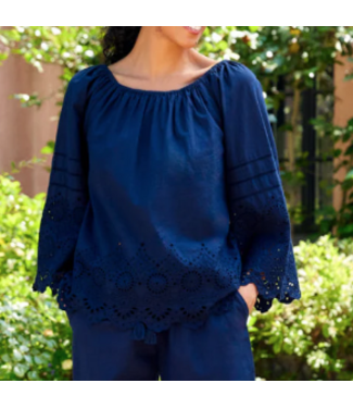 karen kane Karen Kane-Embroidered Peasant Top=-1L70212