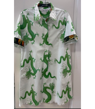 dizzy lizzie Dizzie Lizzie Chatham Dress Green and White Dragon
