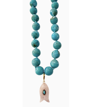 Gemelli-Kiawah Beaded Fish Necklace-Teal