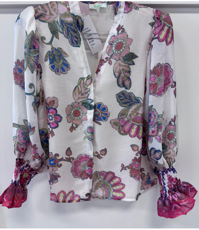 Jade Split V-neck Blouse #9987