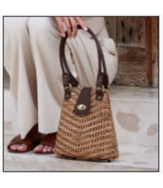 the winding road The Winding Road-Rattan Handbag w/Leather Elbow Strap-RT HB