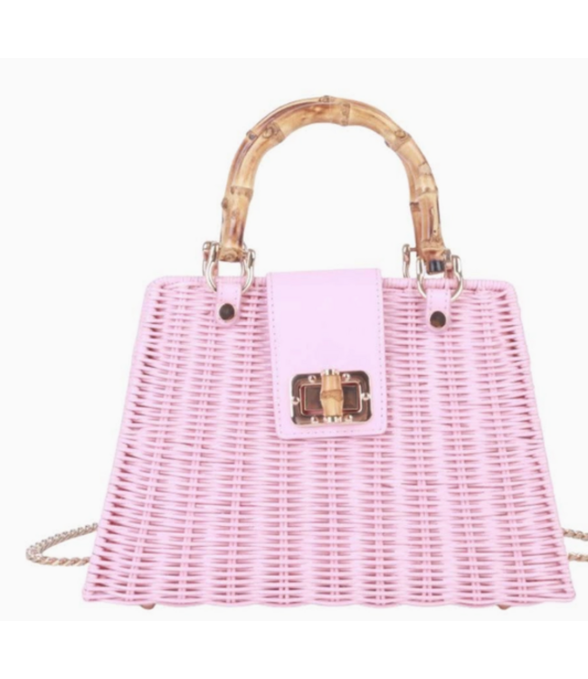 Lisi Lerch Birdie - Hand Woven with Bamboo Handle Light Pink
