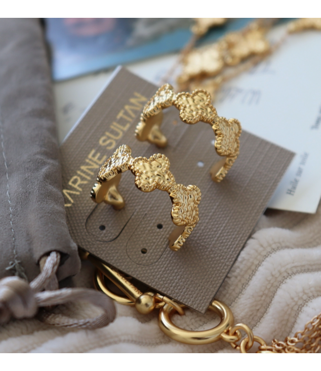 Karine Sultan Molten Clover Hoop Earrings #78069