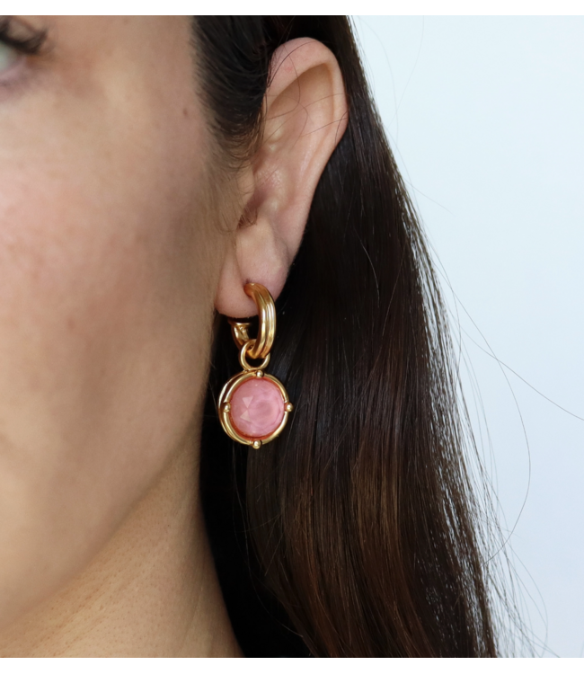 Karine Sultan Double-Rim Charm Hoop Earrings #78078