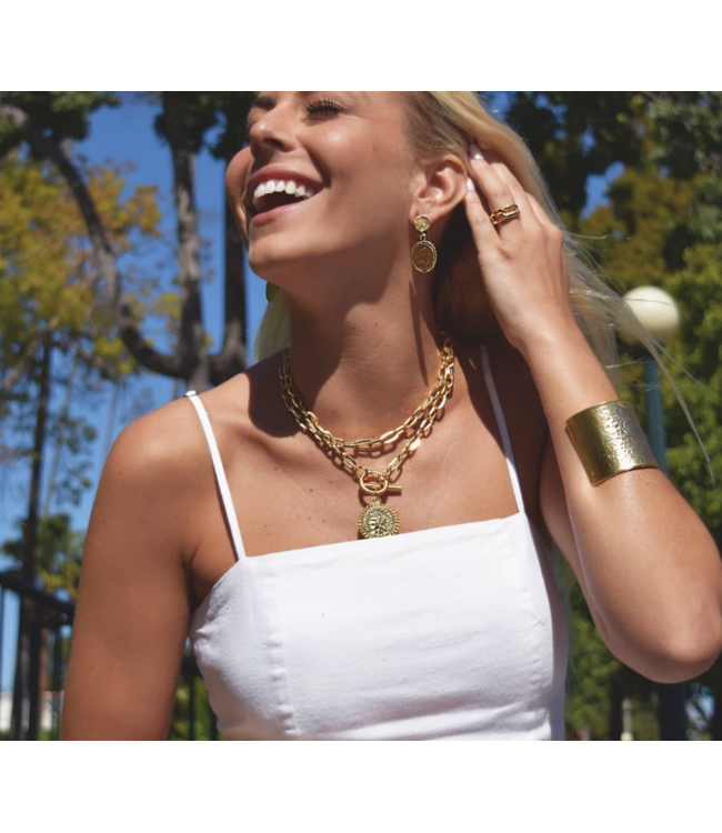 Karine Sultan Paperclip Chain Coin Necklace #71660