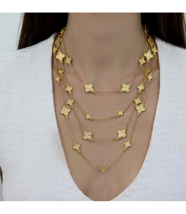 Karine Sultan Molten Clover Layered Necklace #78071