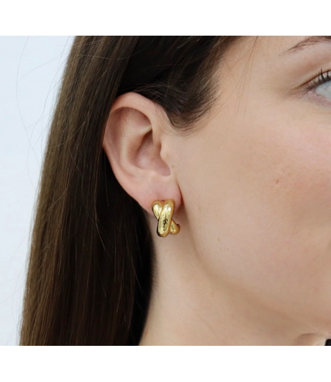 Karine Sultan Hammered Cross Stud Earrings #79010