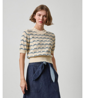 lilla p Lilla P Short Sleeve Multistitch Pullover Sweater #3590