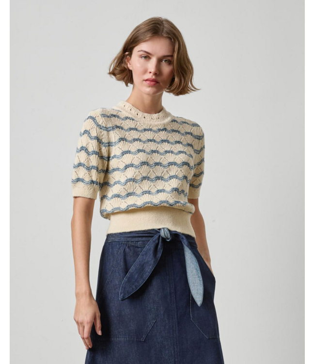 Lilla P Short Sleeve Multistitch Pullover Sweater #3590
