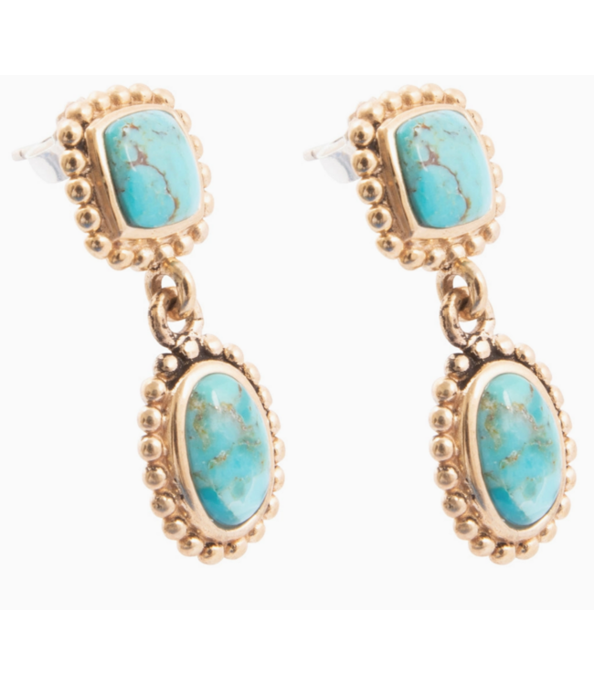 Barse Jewelry Double Drop Golden Earrings #POSHE10T01B