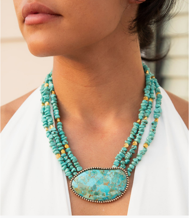 Barse Jewelry Golden Statement Necklace #REFIN18T01B