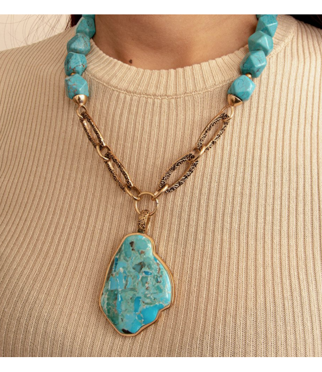 Barse Jewelry Golden Links Statement Necklace #TULMN02MUB