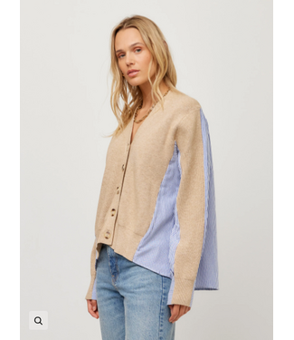 Fifteen Twenty Fifteen Twenty-Celine Mixed Media Cardigan Sweater-#3F89345