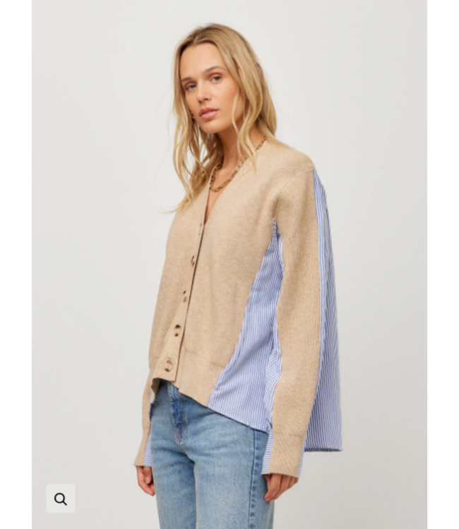 Fifteen Twenty-Celine Mixed Media Cardigan Sweater-#3F89345