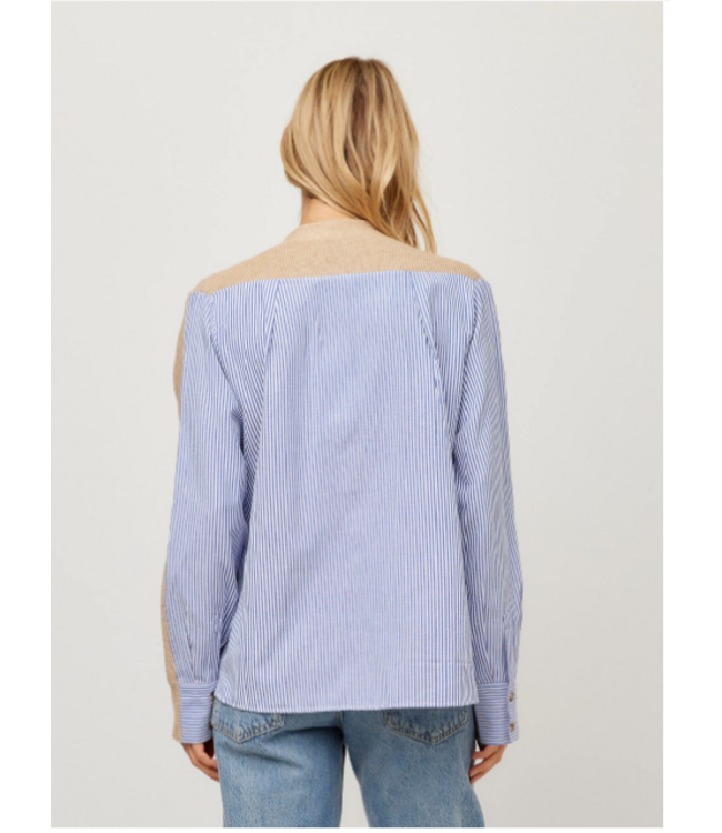 Fifteen Twenty-Celine Mixed Media Cardigan Sweater-#3F89345