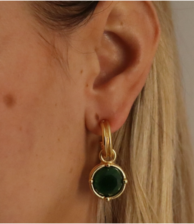 Karine Sultan Double-Rim Charm Hoop Earrings #78078