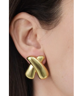 Karine Sultan-Crossed Clip Earrings-#78081