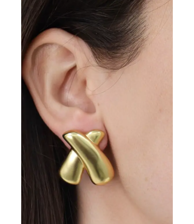 Karine Sultan-Crossed Clip Earrings-#78081