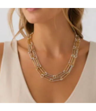 Karine Sultan-Two Tone Link Necklace-#56015