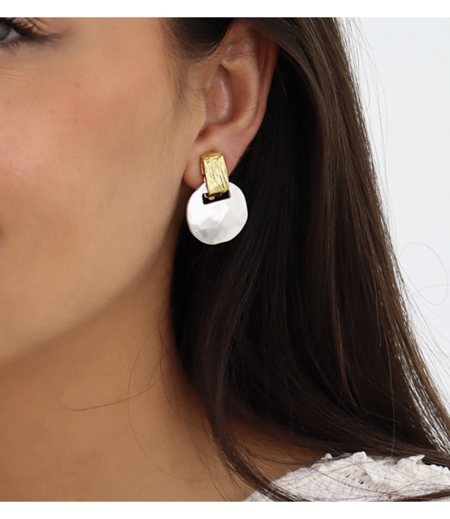 Karine Sultan Two-Tone Short Drop Clip Earrings #67110