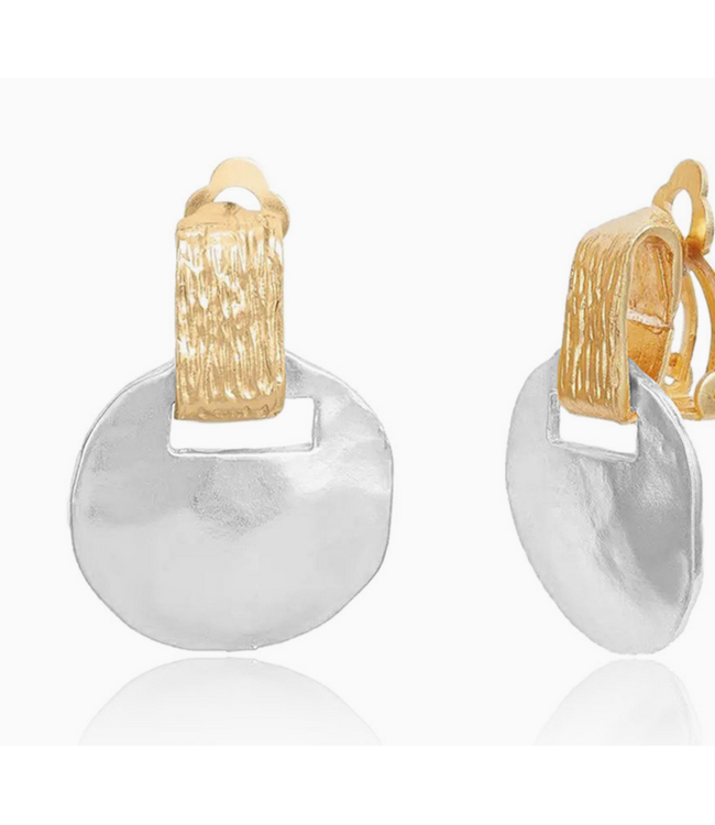 Karine Sultan Two-Tone Short Drop Clip Earrings #67110