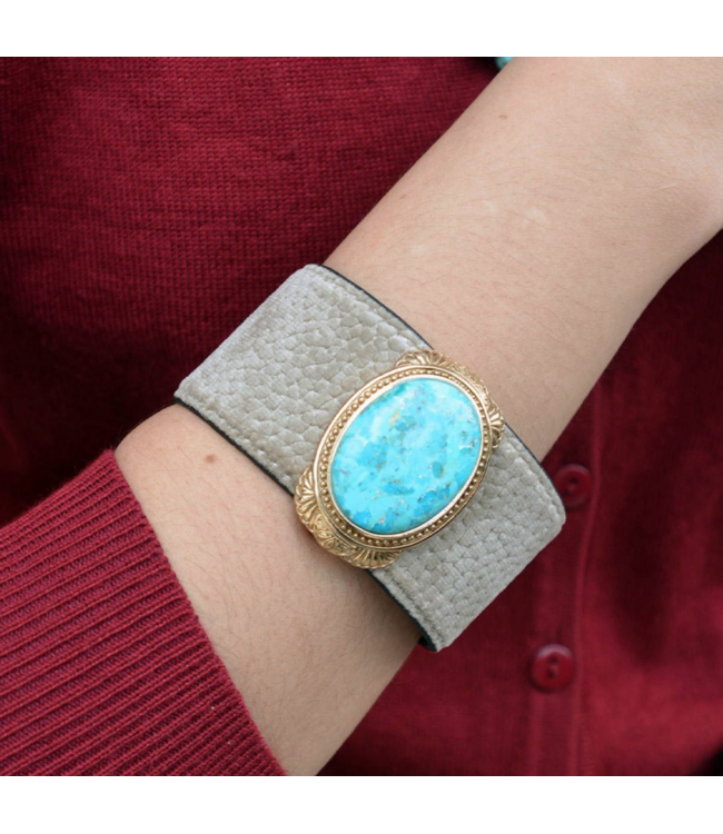 Barse Jewelry Turquoise Velvet Cuff Bracelet