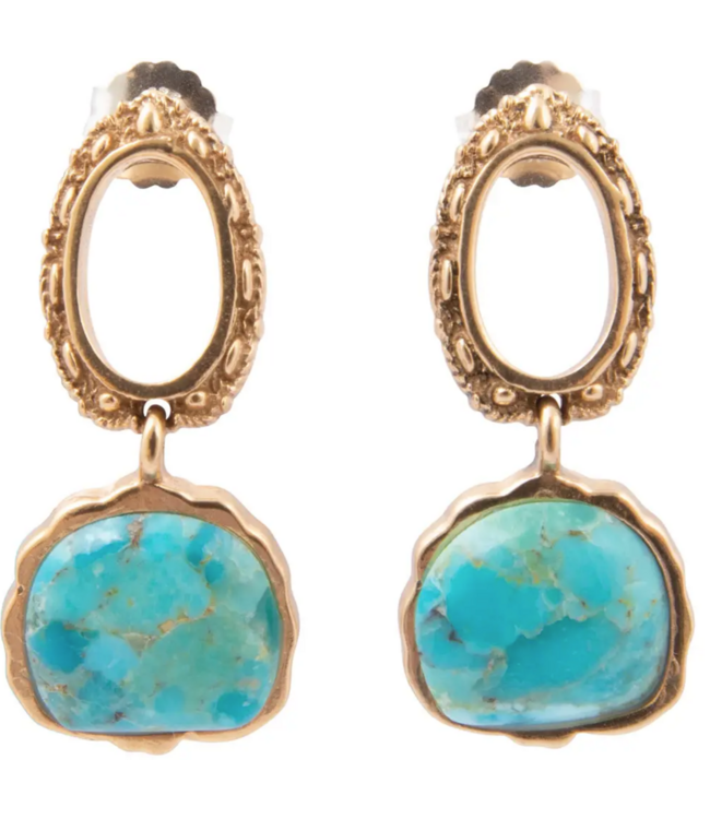 Barse Jewelry Mesa Turquoise Golden Loop Post Earrings